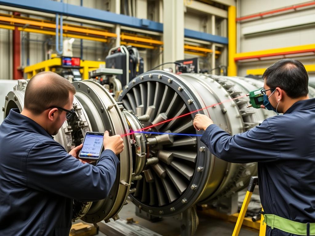 Alignement laser d'une turbine avec un compresseur