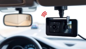 Caméra de recul sans fil pour voiture montrant l'arrière du véhicule