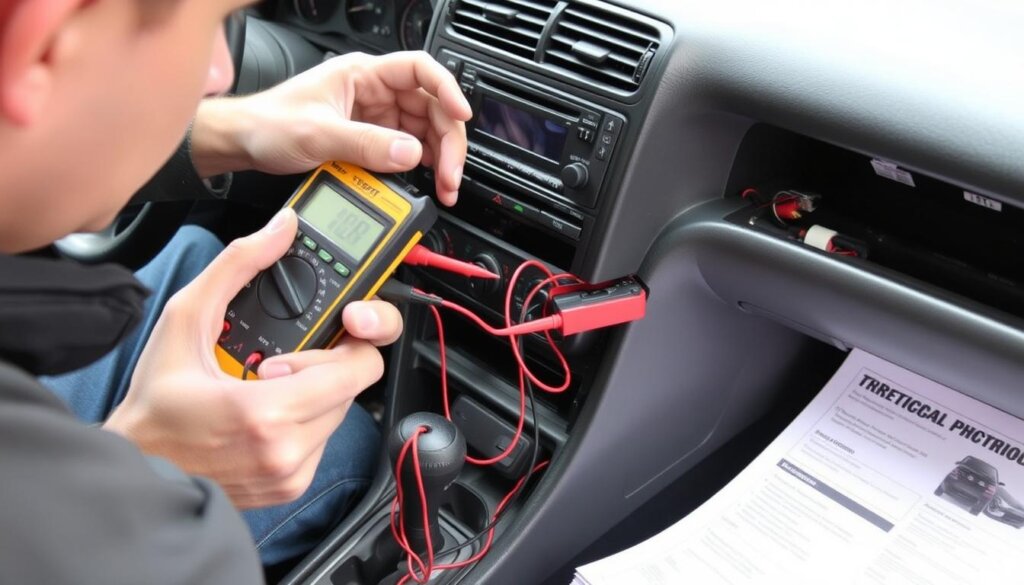 Dépannage d'un centre multimédia de voiture avec un multimètre