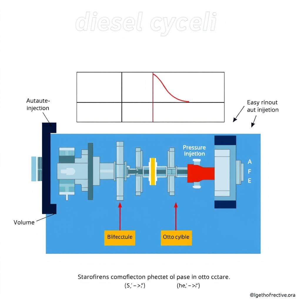 Diagramme du cycle Diesel montrant le processus d'auto-inflammation