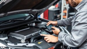 Mécanicien examinant un moteur de voiture pour un entretien urgent