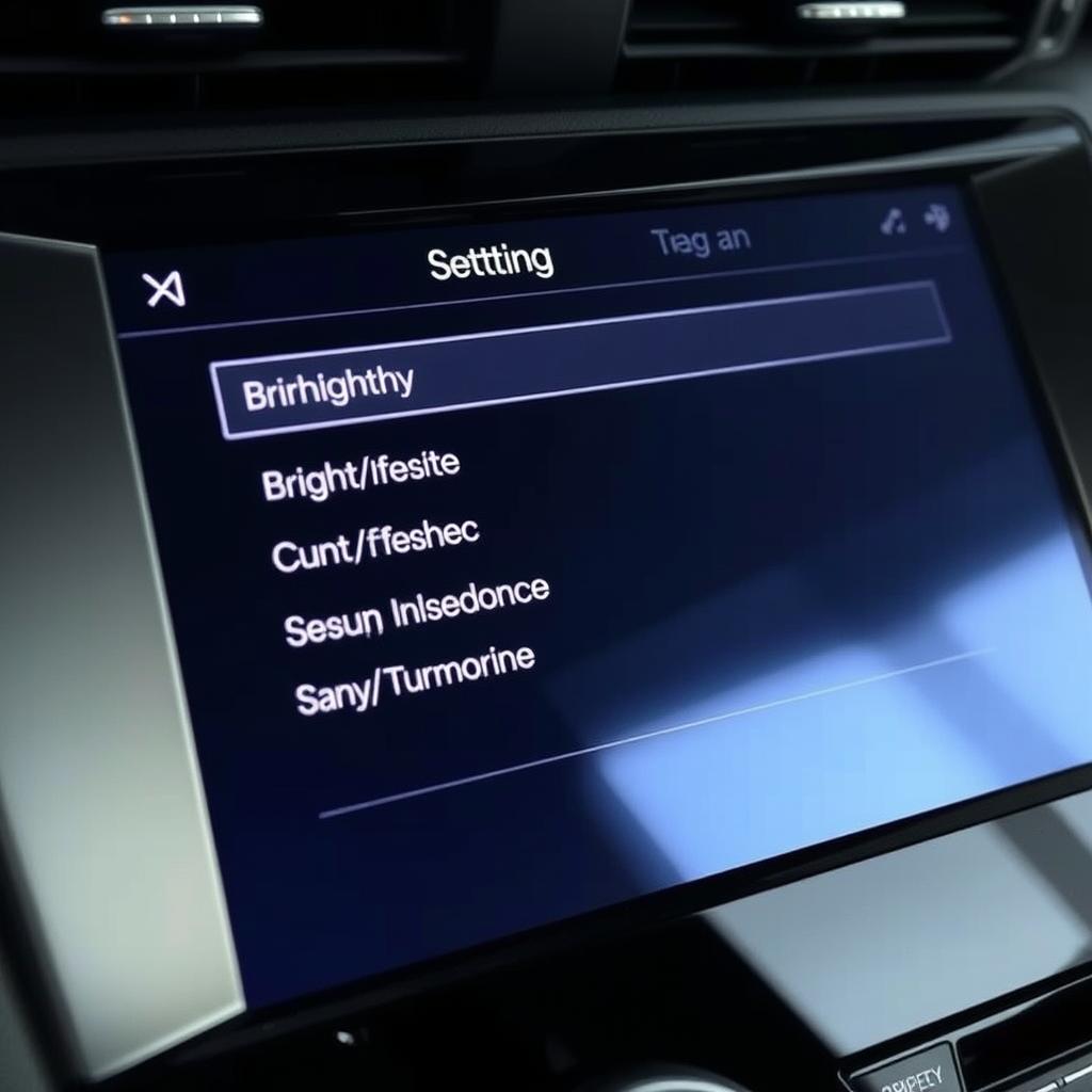 Menu de configuration d'affichage d'un centre multimédia de voiture