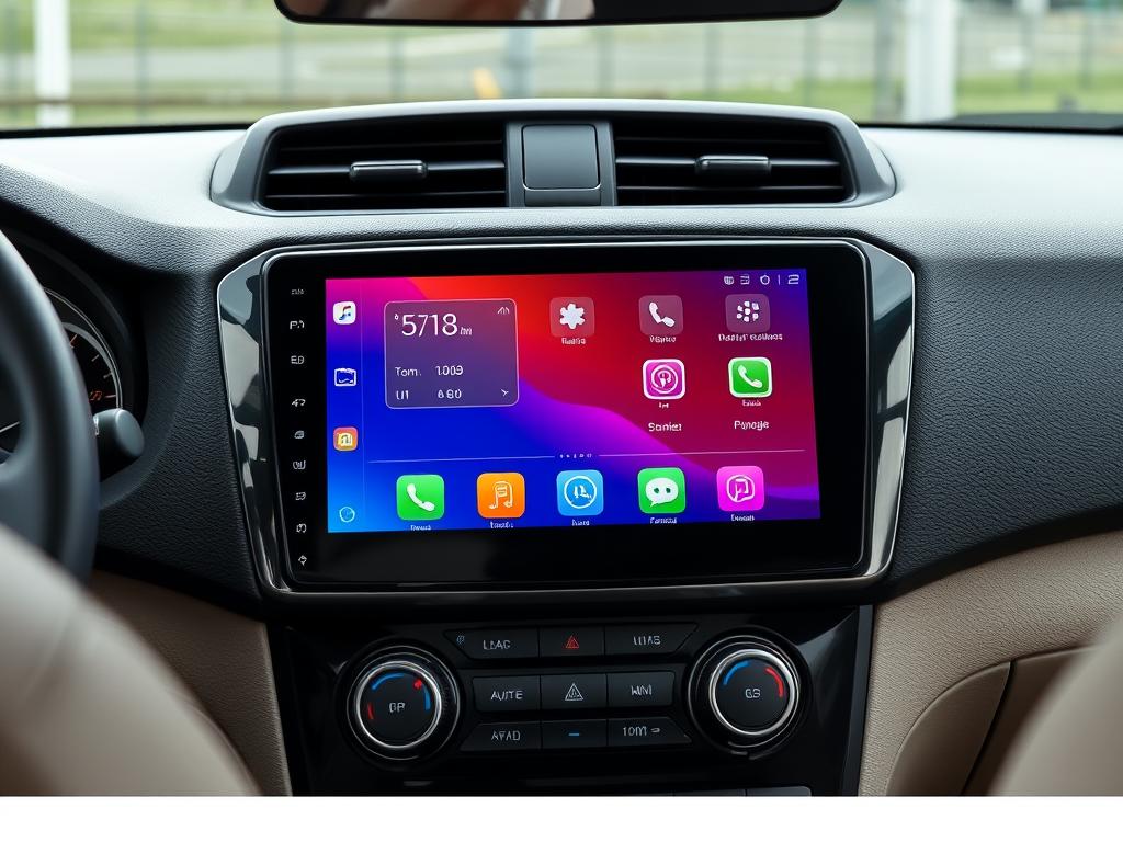 Système multimédia aftermarket avec écran tactile installé dans une voiture