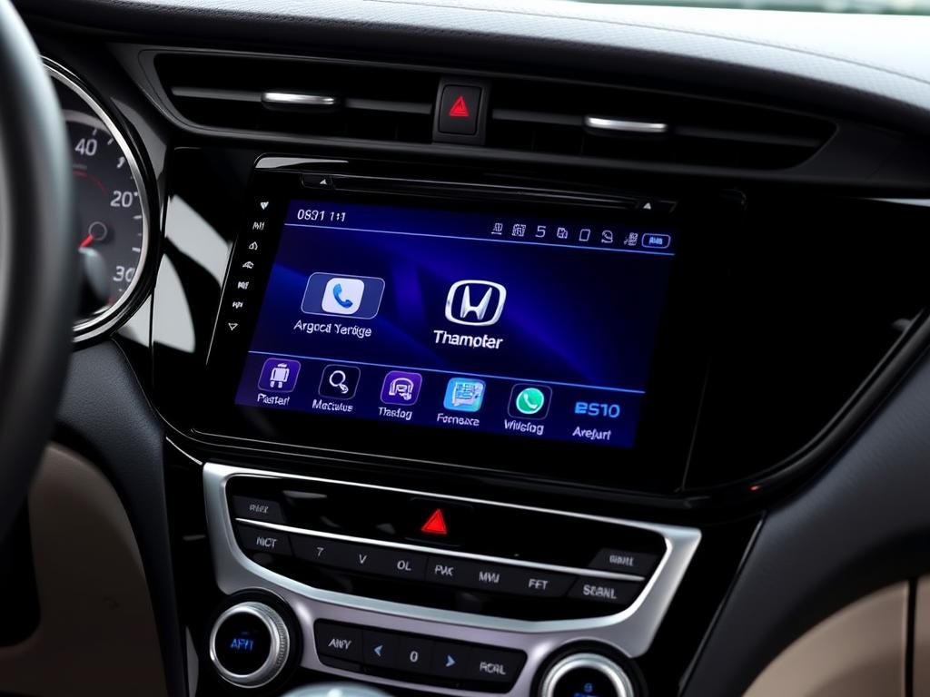 Système multimédia d'origine installé dans un tableau de bord de voiture récente