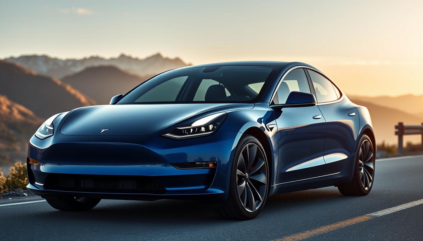 Tesla Model Y 2025 vue de face lors de notre essai routier