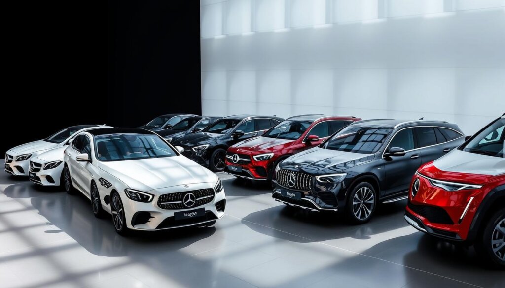 Aperçu de la gamme Mercedes modèle 2026 avec plusieurs véhicules alignés