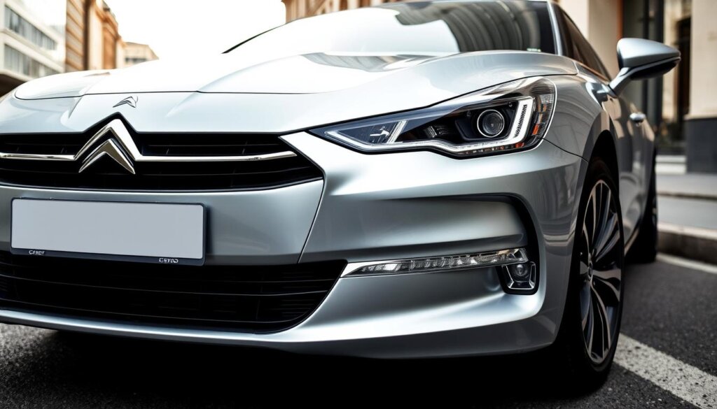 Citroen DS5 front view showing its distinctive chrome grille and LED headlight design