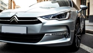 Citroen DS5 front view showing its distinctive chrome grille and LED headlight design