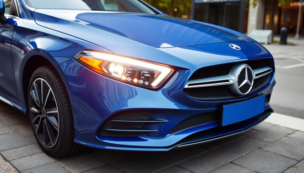 Mercedes Classe A moderne illustrant l'entrée de gamme des automobiles Mercedes