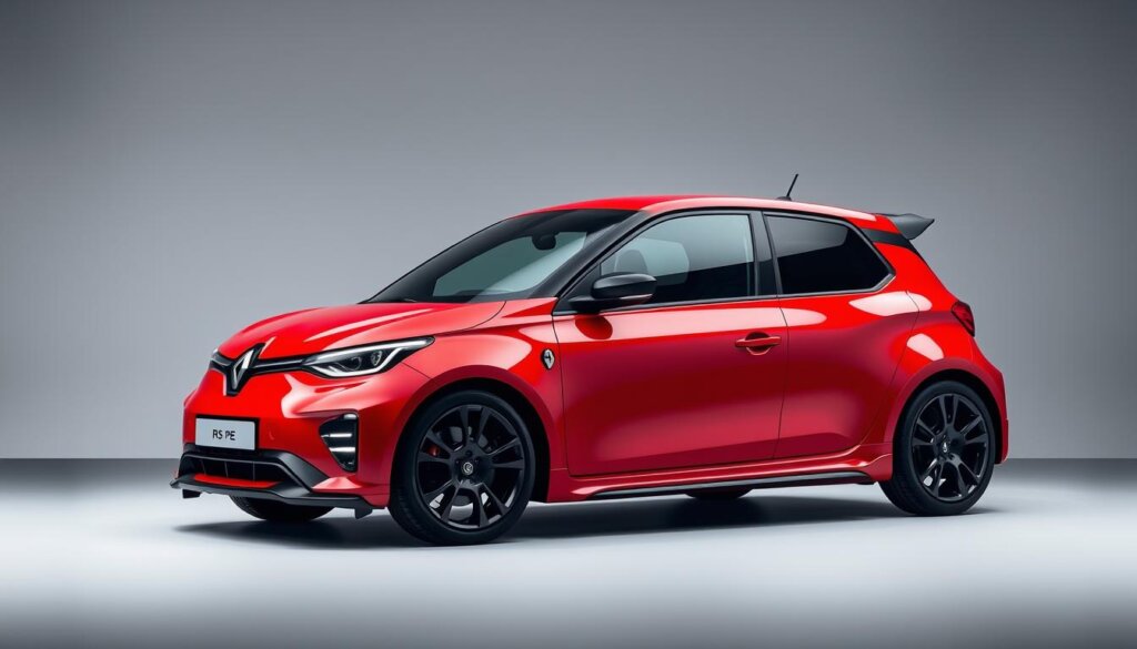 Renault R5 Turbo 3E side profile showing its wide stance and heritage-inspired design