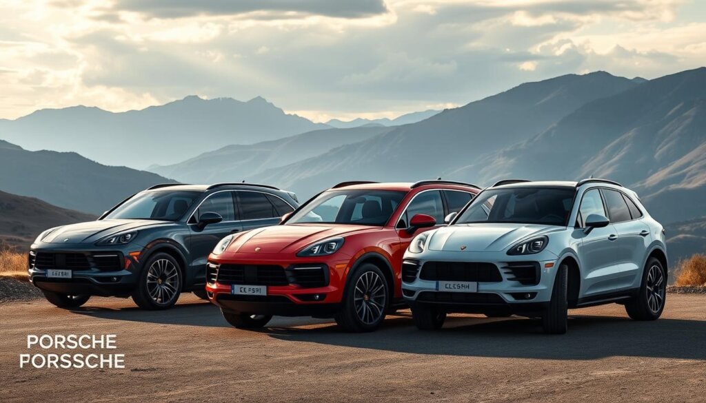 2026 Porsche Cayenne lineup showing standard, coupe, and electric variants
