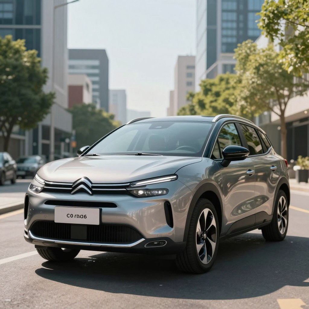 A sleek, modern Citroën C4 Picasso 2026, featuring a distinctive aerodynamic design and bold headlights, positioned prominently in the foreground. The car's smooth lines and innovative curves are highlighted, showcasing its advanced motorisation options. In the middle ground, a scenic urban street reflects a vibrant atmosphere, with soft sunlight casting dynamic shadows. The background includes blurred silhouettes of contemporary buildings and greenery, emphasizing a forward-thinking environment. The image is captured from a low angle perspective, offering an inspiring view that accentuates the vehicle's sophisticated engineering. The lighting is bright and clear, creating an uplifting mood, perfect for showcasing performance and innovation in automotive design.