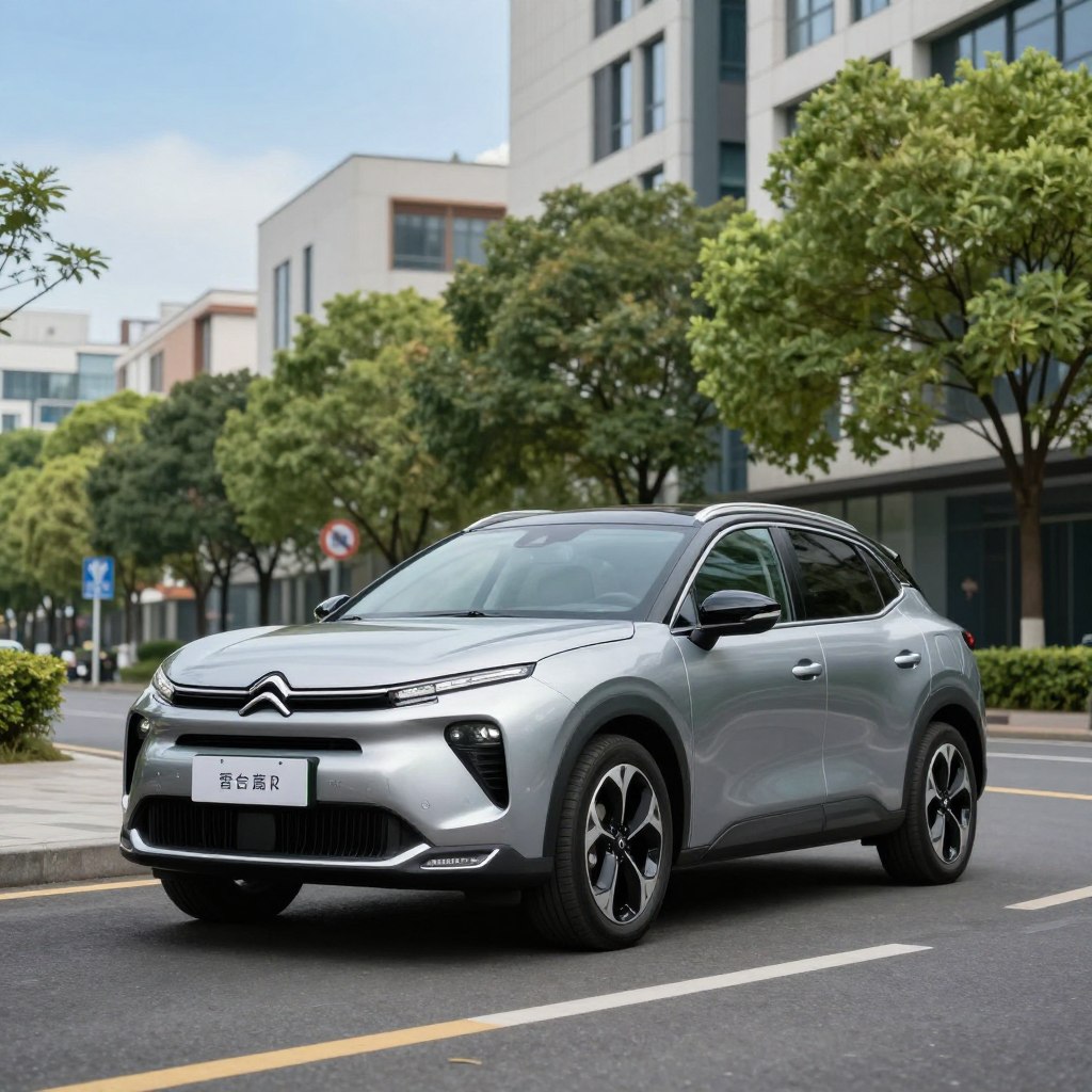 A sleek, modern Citroën vehicle prominently featured in the foreground, showcasing its stylish design and innovative features. The car is positioned on a well-maintained urban street, surrounded by greenery and contemporary buildings in the middle ground, symbolizing a dynamic city atmosphere. In the background, a clear blue sky adds brightness and optimism to the scene. The lighting is soft and natural, highlighting the car’s details and creating a welcoming ambiance. The angle captures the vehicle from a slightly low perspective, enhancing its stature and appeal. The overall mood conveys professionalism and opportunity, perfect for illustrating smart leasing choices in 2026.