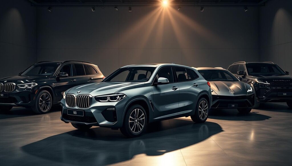 Le BMW X8, aux côtés de ses concurrents SUV de luxe, démontre son positionnement sur le marché.