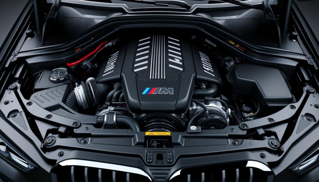 Compartiment moteur de la BMW X8 présentant les puissantes options de motorisation.