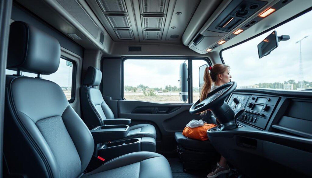 Cabine de camion moderne adaptée aux femmes conductrices en Europe