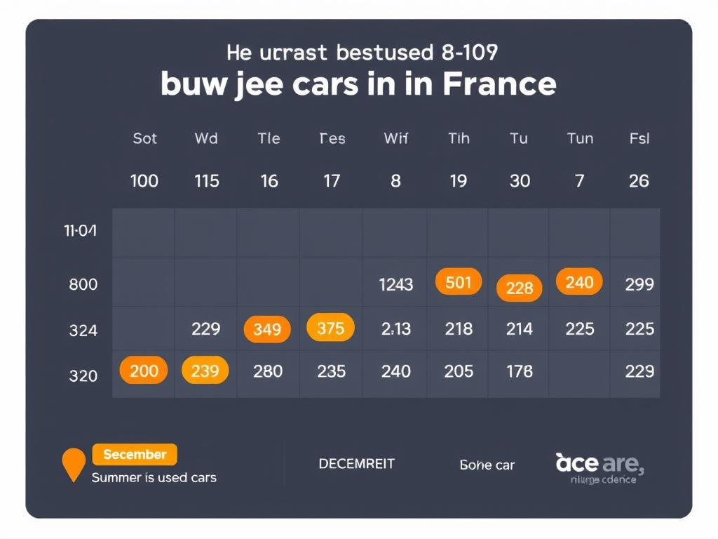 Calendrier montrant les meilleures périodes pour acheter une voiture d'occasion en France