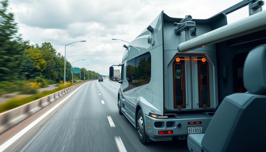 Camion autonome circulant sur une autoroute sans conducteur