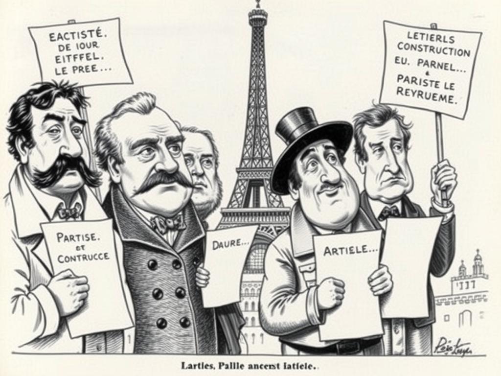 Caricature d'époque montrant l'opposition des artistes à la Tour Eiffel