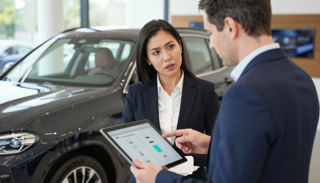 Client discutant avec un conseiller BMW des options de la BMW iX3 2026
