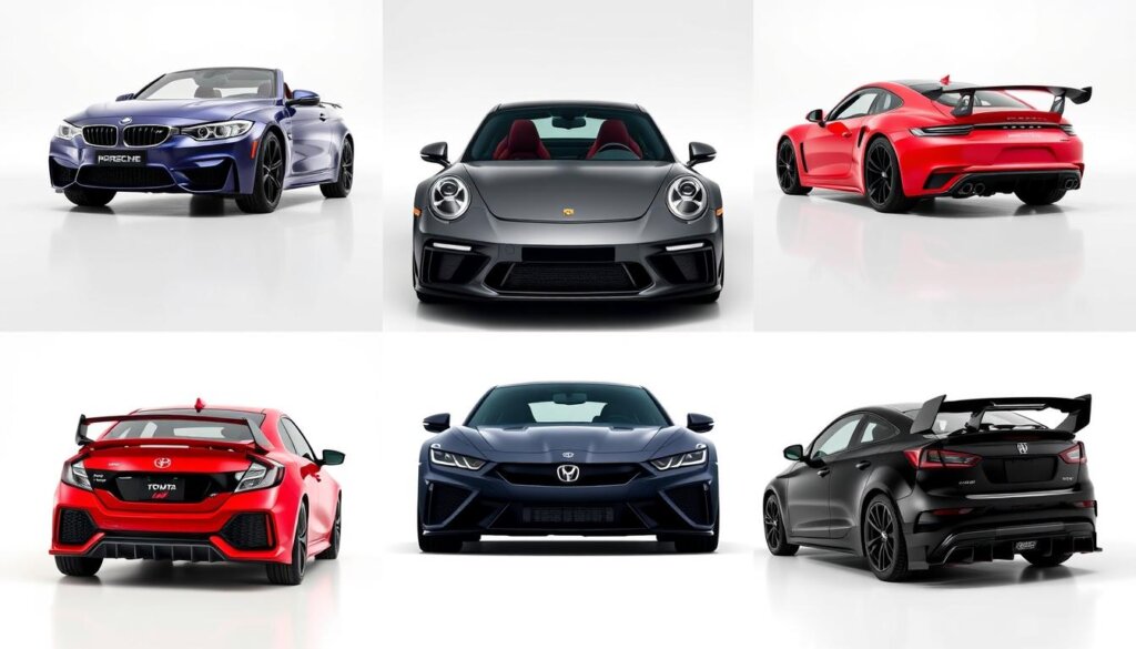 Collage des 5 voitures à transmission manuelle 2026 présentées dans l'article, montrant leur diversité et leur attrait pour les passionnés