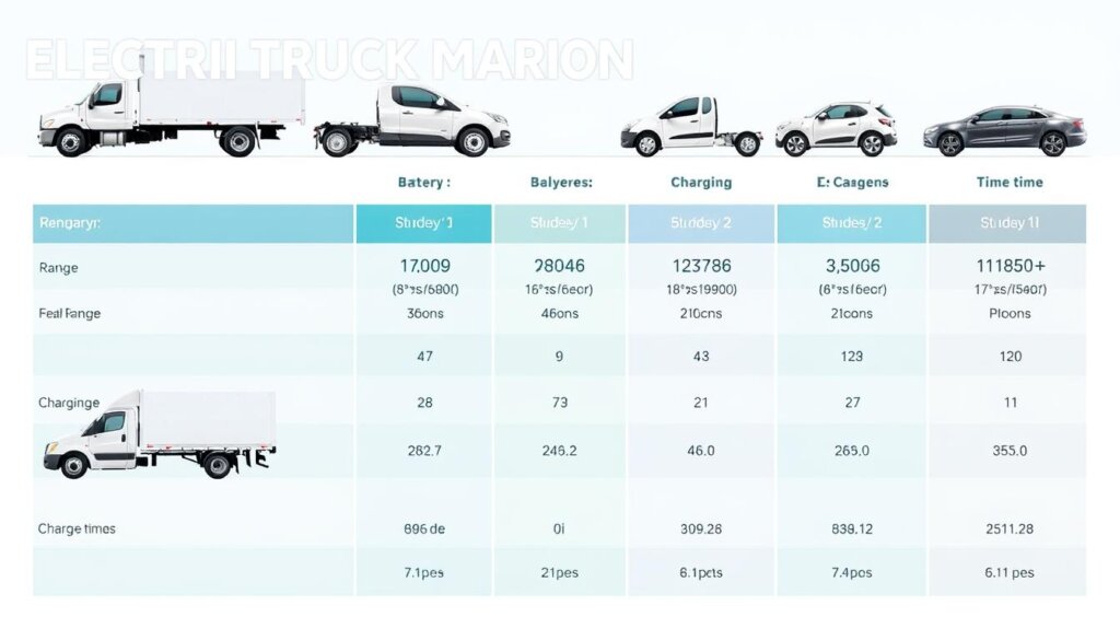 Comparaison visuelle de l'autonomie d'un camion électrique des différents modèles disponibles sur le marché