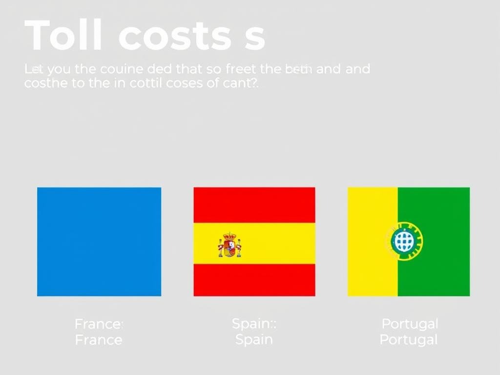 Comparaison visuelle des coûts de péage entre Paris et le Portugal, pays par pays.