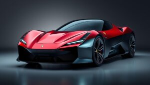 Concept Ferrari 2026 avec lignes futuristes et emblématique cheval cabré