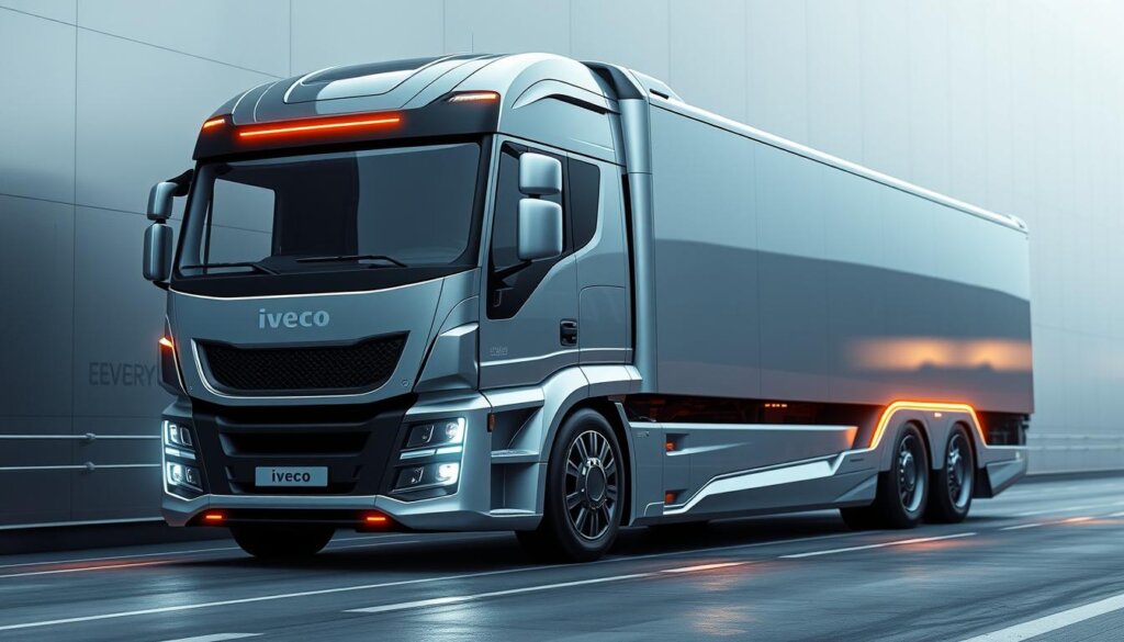 Concept futuriste de camion Iveco avec technologie et innovation dans les nouveaux modèles de camions Iveco