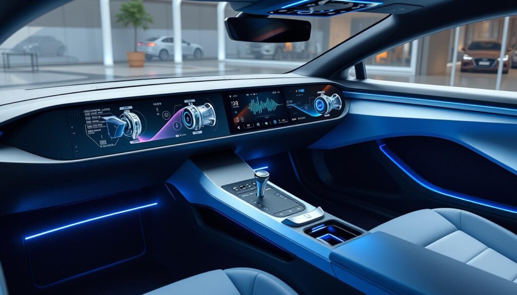 Concept futuriste d'une voiture hybride ou électrique avec une transmission manuelle réinventée pour 2027 et au-delà