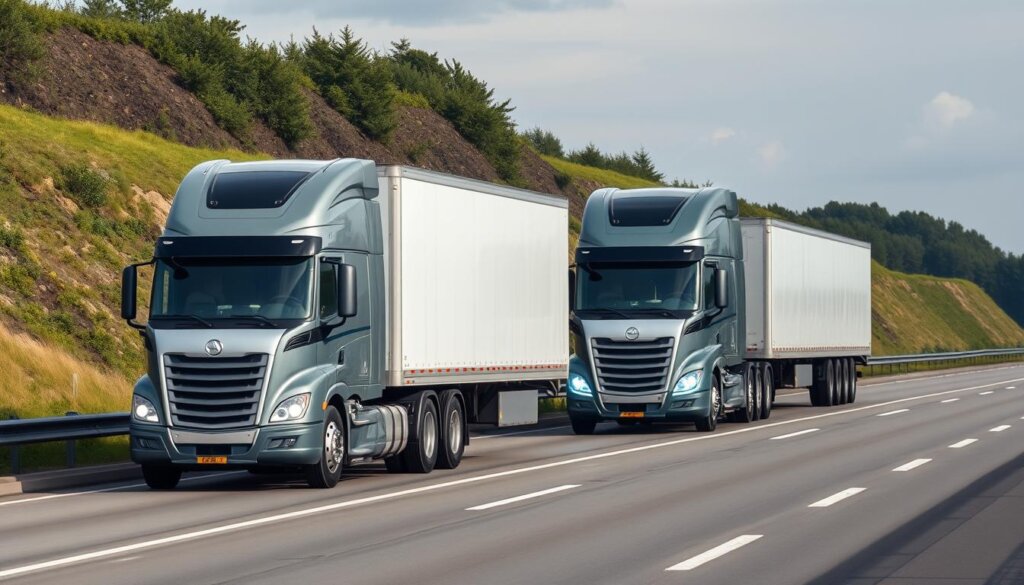 Convoi de camions autonomes circulant efficacement sur une autoroute