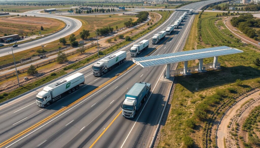 Corridor de recharge pour camions électriques sur autoroute avec stations haute puissance