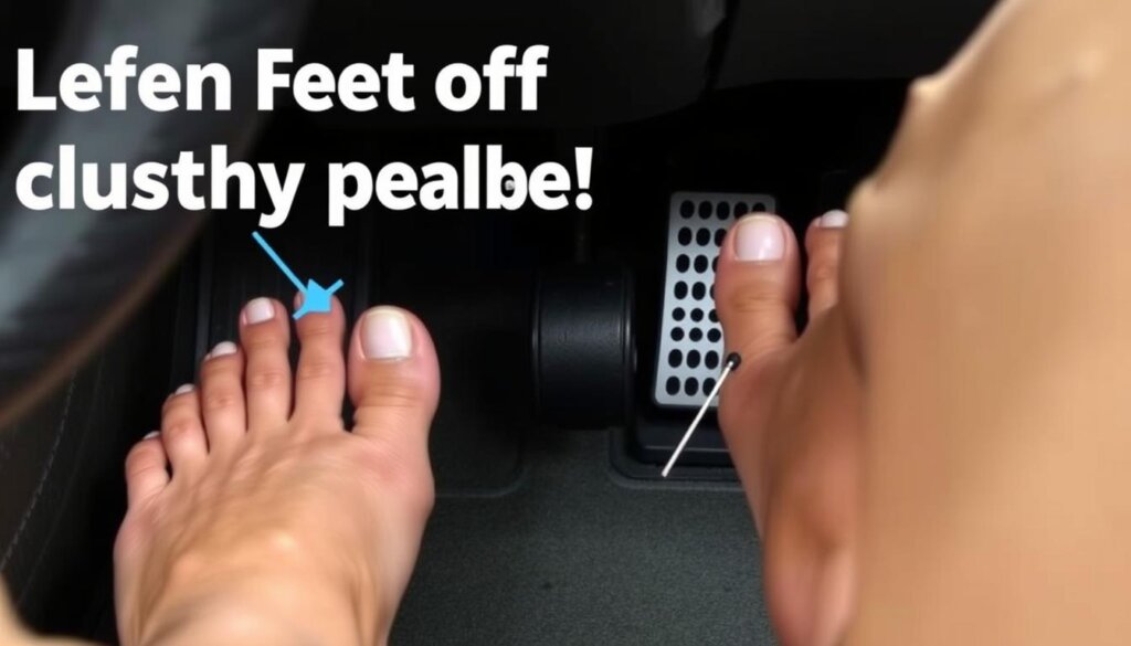 Démonstration de la position correcte du pied lors de l'utilisation de l'embrayage