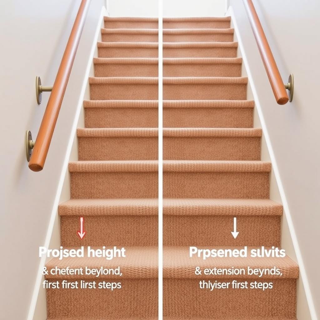 Détail de mains courantes ergonomiques installées des deux côtés d'un escalier