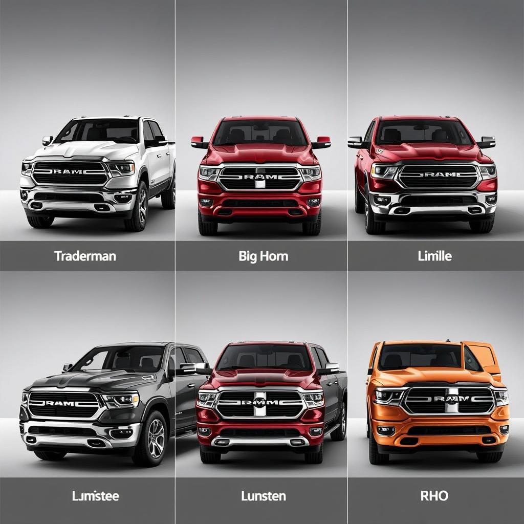 Différentes finitions du Dodge Ram 2026 côte à côte