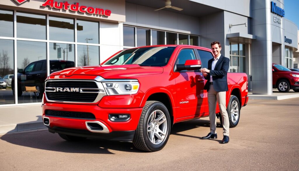 Dodge Ram 2026 devant une concession prêt pour un essai routier
