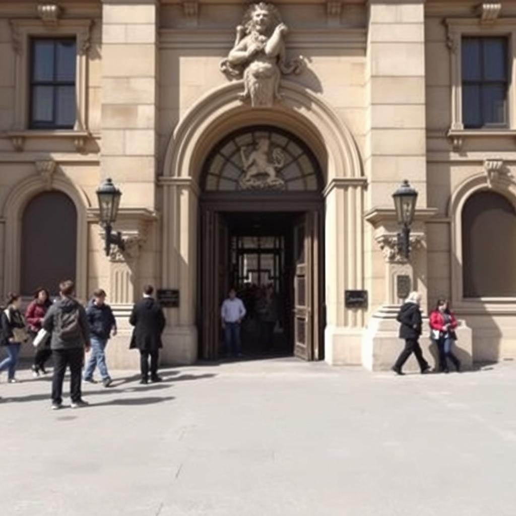 Entrée Porte des Lions du Louvre, moins fréquentée pour éviter les files d'attente