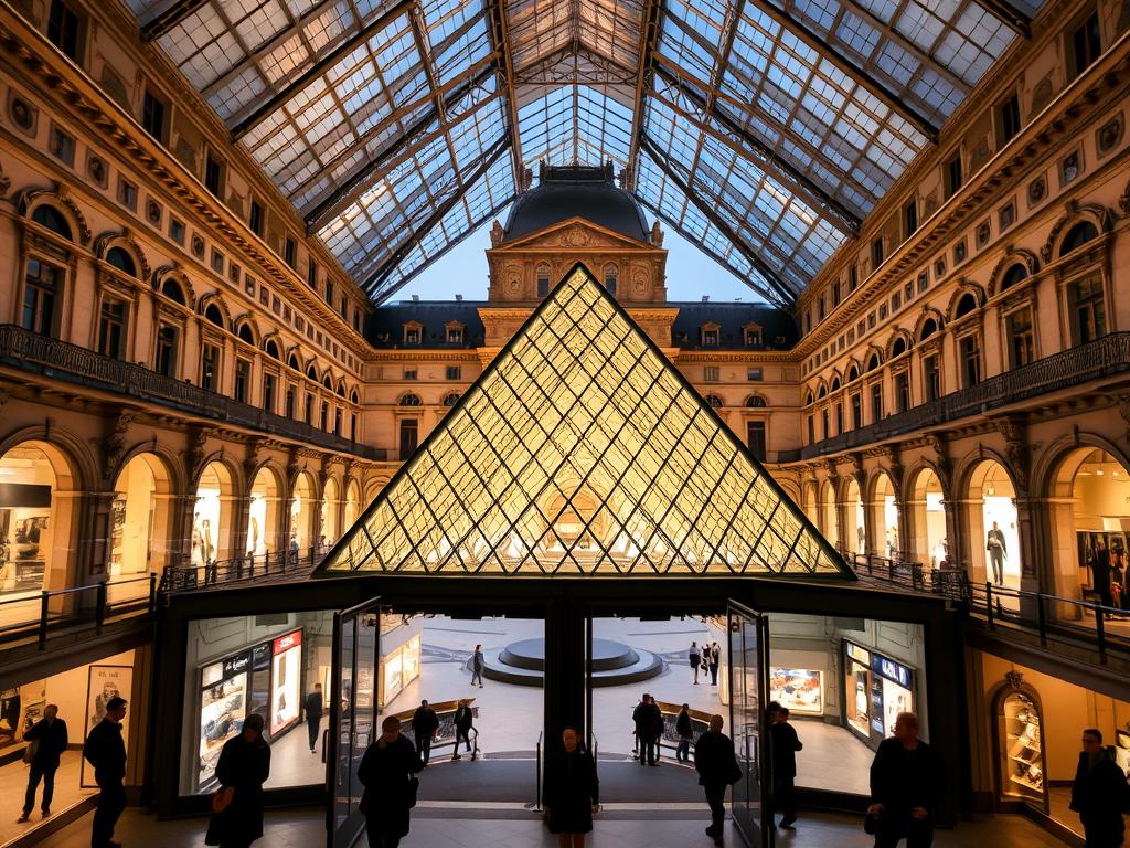 Entrée du Carrousel du Louvre pendant les horaires nocturnes