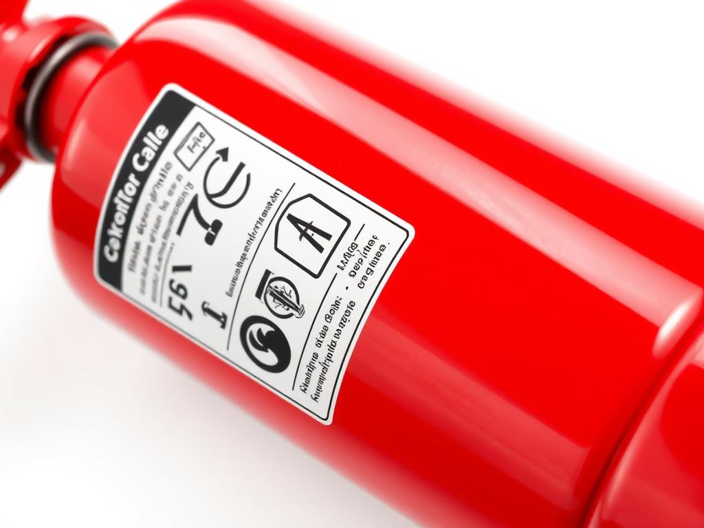 Extincteur voiture avec étiquette de conformité aux normes européennes montrant l'importance des certifications