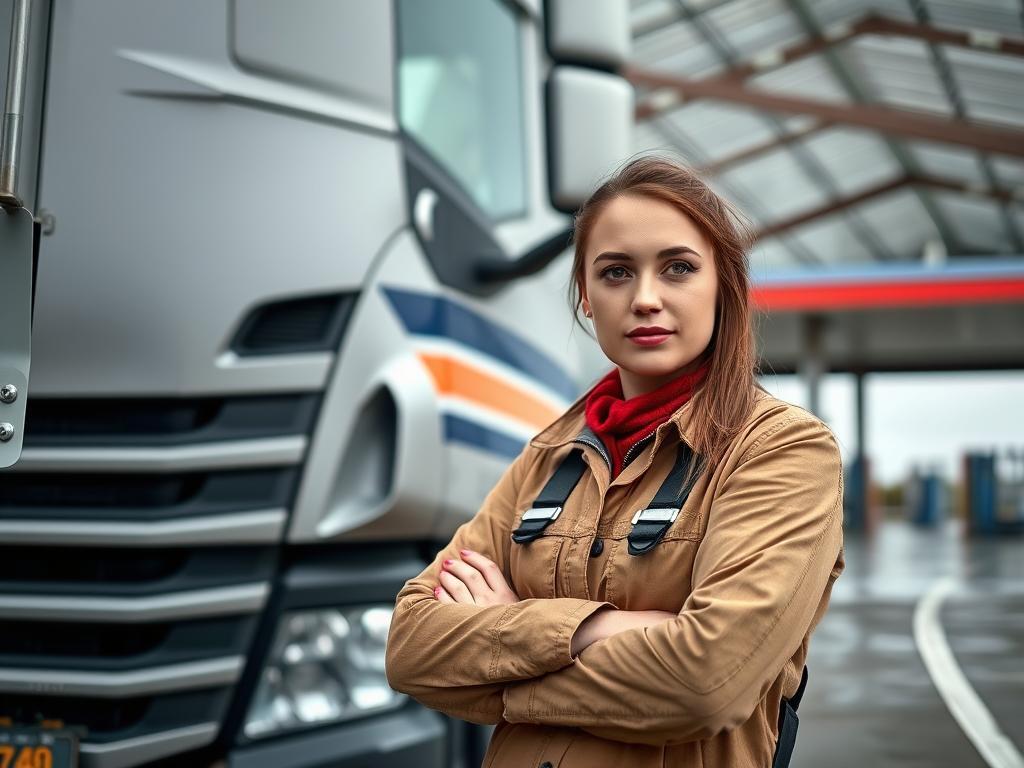 Femme conductrice de camion faisant face aux défis du métier sur les routes européennes