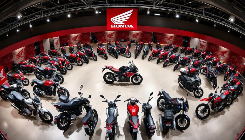 Gamme complète nouvelle moto Honda 2026 vue panoramique