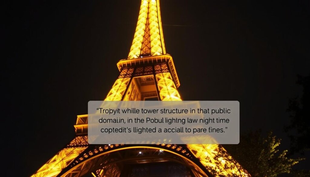 Illustration de la Tour Eiffel illuminée la nuit avec mention des droits d'auteur Illustration de la Tour Eiffel illuminée la nuit avec mention des droits d'auteur