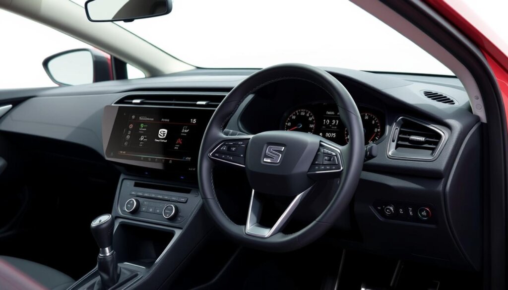Intérieur du Nouveau modèle Ibiza 2026 montrant le tableau de bord et l'écran tactile