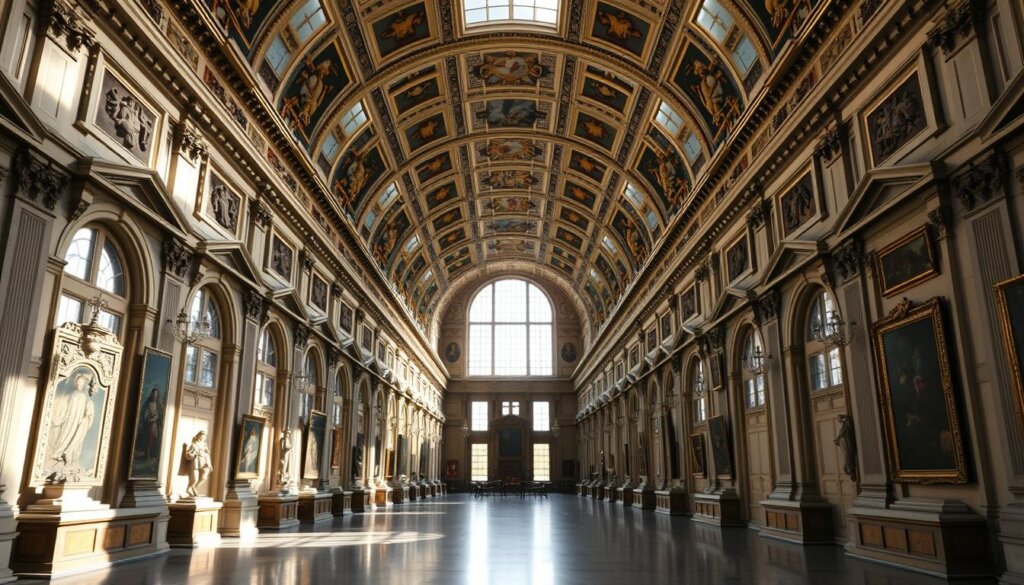 La Grande Galerie du Louvre construite sous Henri IV au XVIIe siècle