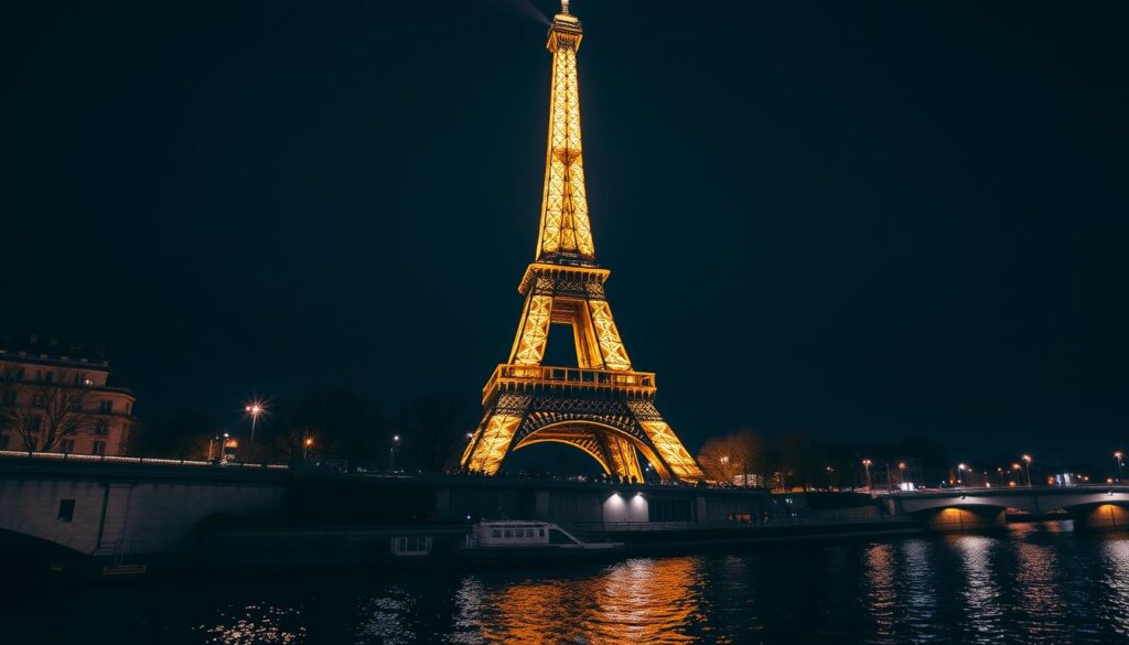 La Tour Eiffel illuminée la nuit, symbole éternel de Paris