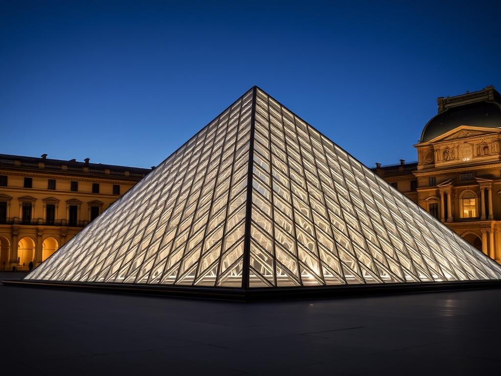 La pyramide de verre du Louvre conçue par I.M. Pei, symbole du musée moderne
