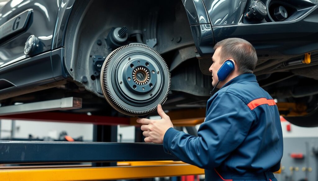 Mécanicien effectuant une vérification de l'embrayage