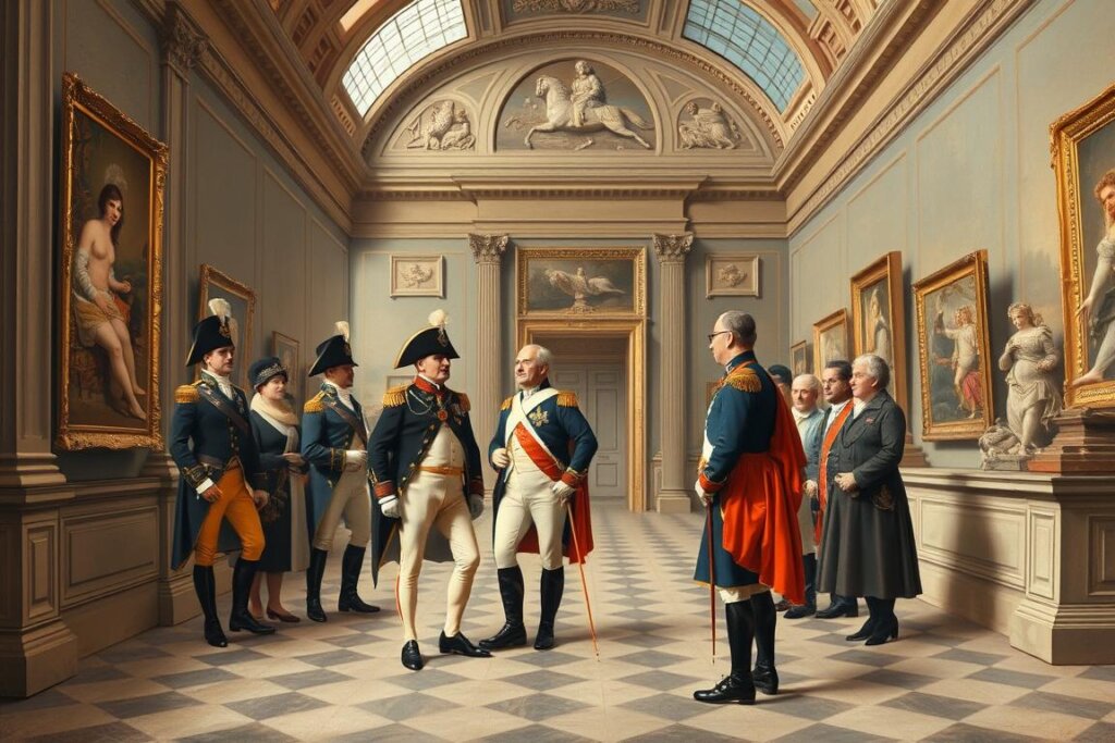 Napoléon visitant le Louvre avec les architectes Percier et Fontaine