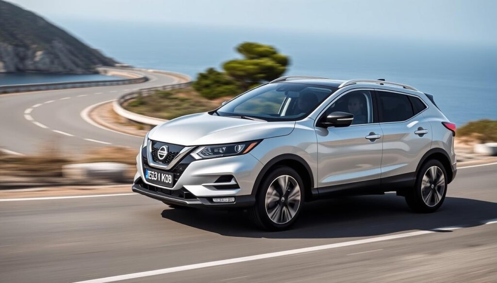 Nissan Qashqai 2026 e-Power en mouvement sur route sinueuse