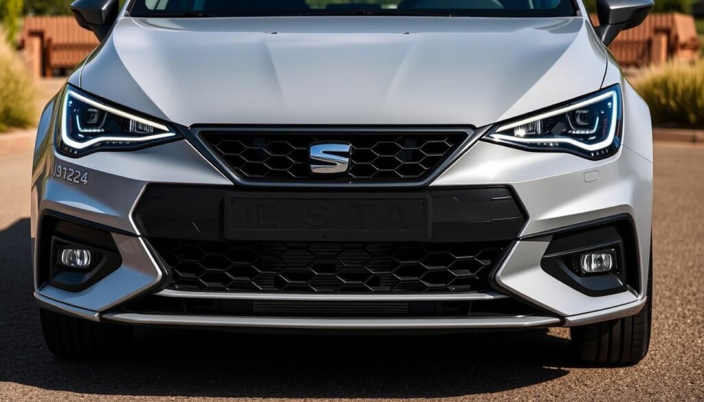 Nouveau modèle Ibiza 2026 vue de face montrant la nouvelle calandre hexagonale